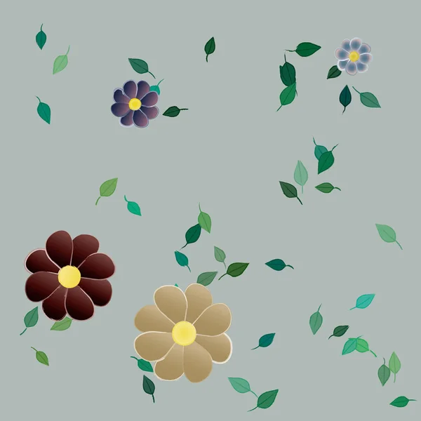 Feuillage Fleuri Papier Peint Fleuri Fleurs Illustration Vectorielle — Image vectorielle