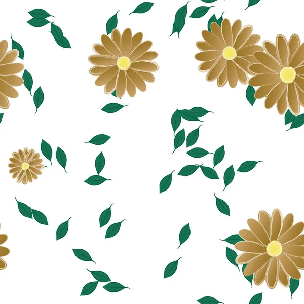 Sömlös Bladverk Bakgrund Blommor Blomma Tapet Vektor Illustration — Stock vektor