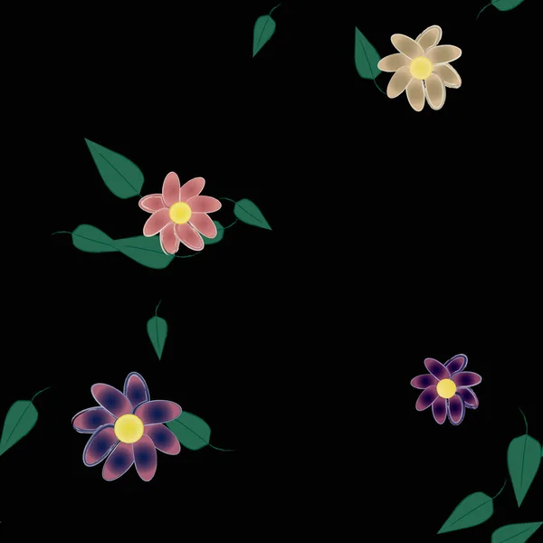 Flores Florecen Fondo Pantalla Follaje Flor Vector Ilustración — Vector de stock