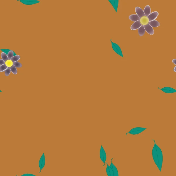 Безшовний Фон Листя Квіти Розквітають Шпалери Векторні Ілюстрації — стоковий вектор