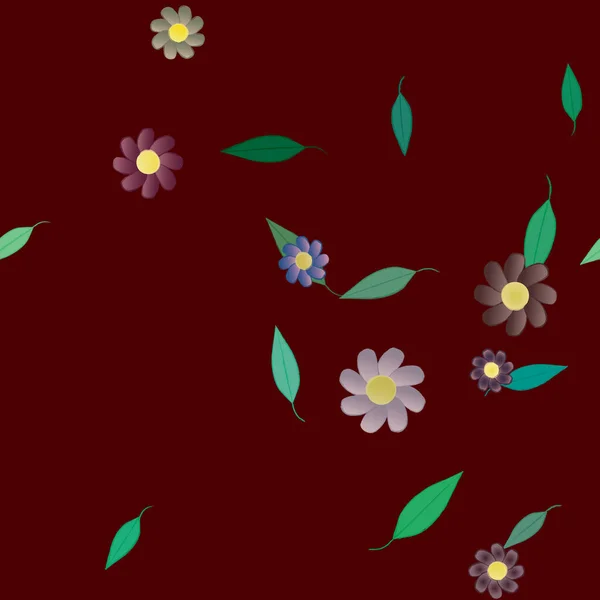 Kusursuz Yaprak Arkaplan Çiçekler Çiçek Açar Duvar Kağıdı Vektör Illüstrasyonu — Stok Vektör
