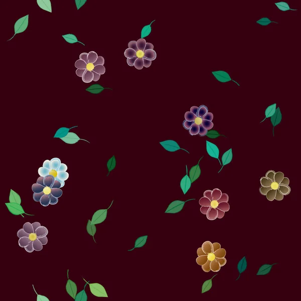 Follaje Flores Flores Florecen Fondo Pantalla Vector Ilustración — Vector de stock