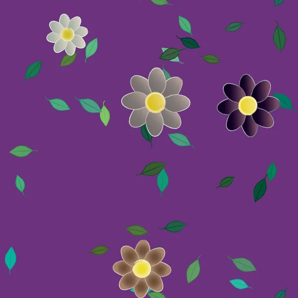 Follaje Flores Flores Florecen Fondo Pantalla Vector Ilustración — Vector de stock