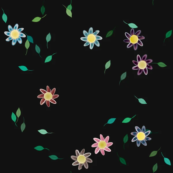 Χρωματιστό Floral Φόντο Λουλούδια Διανυσματική Απεικόνιση — Διανυσματικό Αρχείο