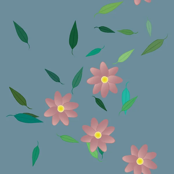 Blomma Blad Blommor Blomma Tapet Vektor Illustration — Stock vektor