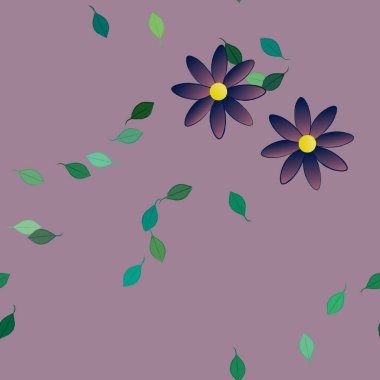 Botanik çiçekler duvar kağıdı açar, vektör illüstrasyonu