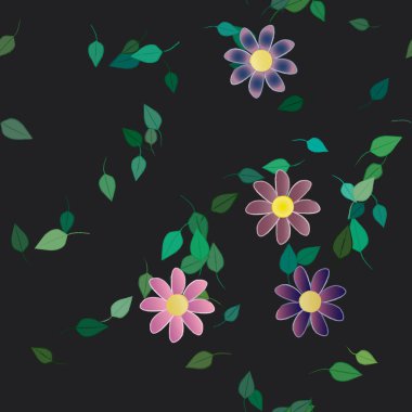 Çiçek yaprakları, çiçekler duvar kağıtları, vektör illüstrasyonları..