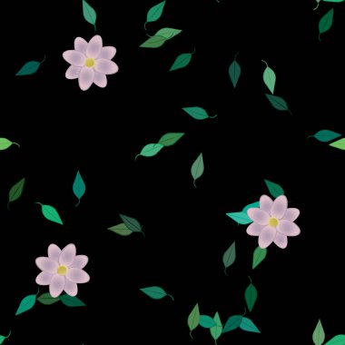 Çiçekler çiçek açan duvar kağıtları, çiçek açan yapraklar, vektör illüstrasyonu