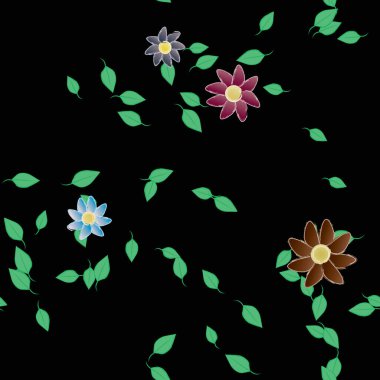 Botanik çiçekler arka plan, vektör illüstrasyonu