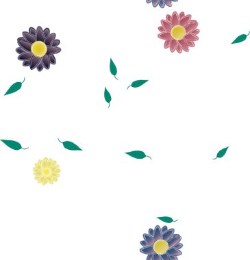 Botanik çiçekler arka plan, vektör illüstrasyonu