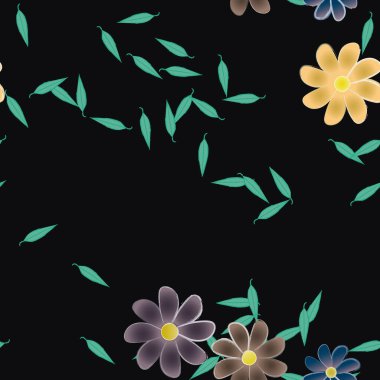 Çiçekler çiçek açan duvar kağıtları, çiçek açan yapraklar, vektör illüstrasyonu