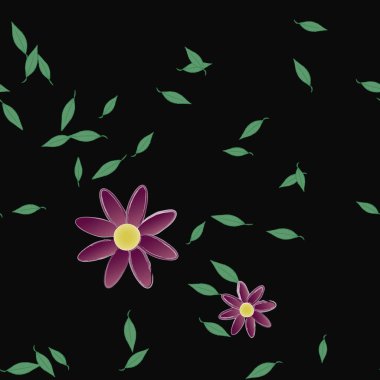 Çiçekler çiçek açan duvar kağıtları, çiçek açan yapraklar, vektör illüstrasyonu