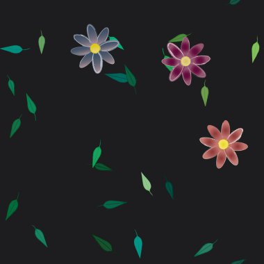 Çiçek yaprakları, çiçekler duvar kağıtları, vektör illüstrasyonları.