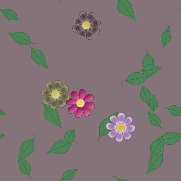 Follaje Flores Flores Florecen Fondo Pantalla Vector Ilustración — Vector de stock