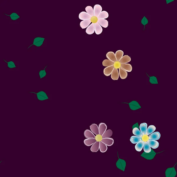 Follaje Flores Flores Florecen Fondo Pantalla Vector Ilustración — Archivo Imágenes Vectoriales