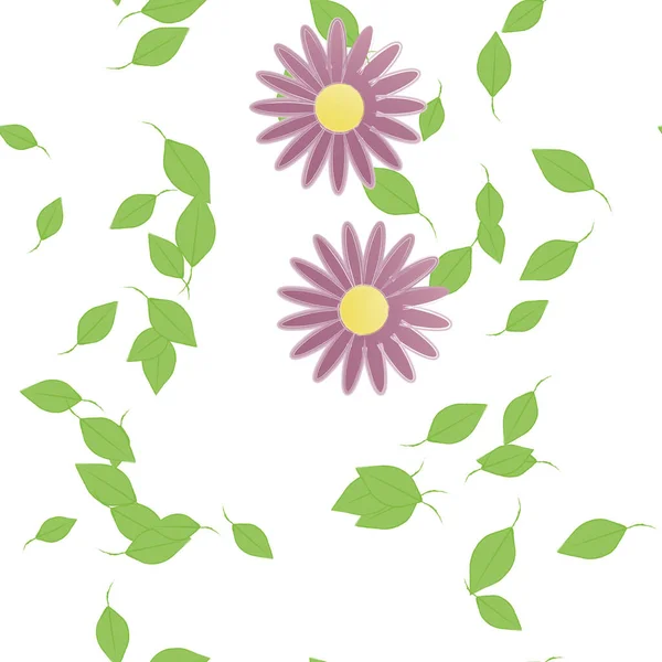 Seamless Foliage Background Flowers Bloom Wallpaper Vector Illustration — Stock Vector