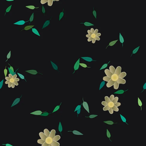 Бесшовный Фон Листвы Цветы Цветут Обои Векторная Иллюстрация — стоковый вектор