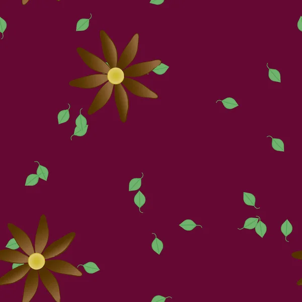 Sömlös Bladverk Bakgrund Blommor Blomma Tapet Vektor Illustration — Stock vektor