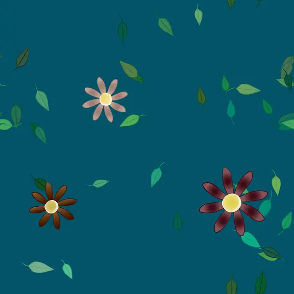 Follaje Flores Flores Florecen Fondo Pantalla Vector Ilustración — Archivo Imágenes Vectoriales