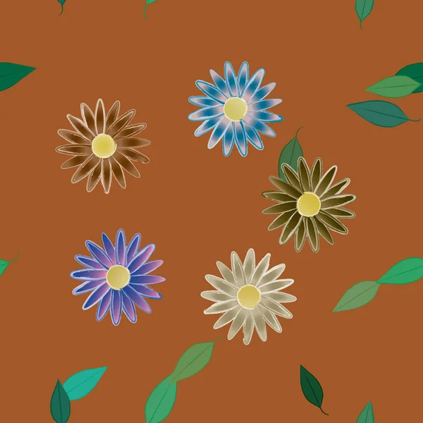 Feuillage Fleuri Papier Peint Fleuri Fleurs Illustration Vectorielle — Image vectorielle