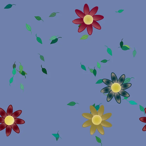 Follaje Flores Flores Florecen Fondo Pantalla Vector Ilustración — Archivo Imágenes Vectoriales