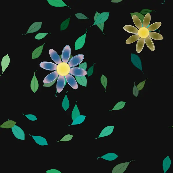 Bloesem Gebladerte Bloemen Bloei Behang Vector Illustratie — Stockvector