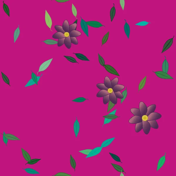 Follaje Flores Flores Florecen Fondo Pantalla Vector Ilustración — Vector de stock