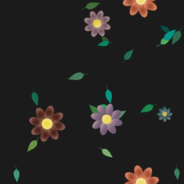 Follaje Flores Flores Florecen Fondo Pantalla Vector Ilustración — Archivo Imágenes Vectoriales