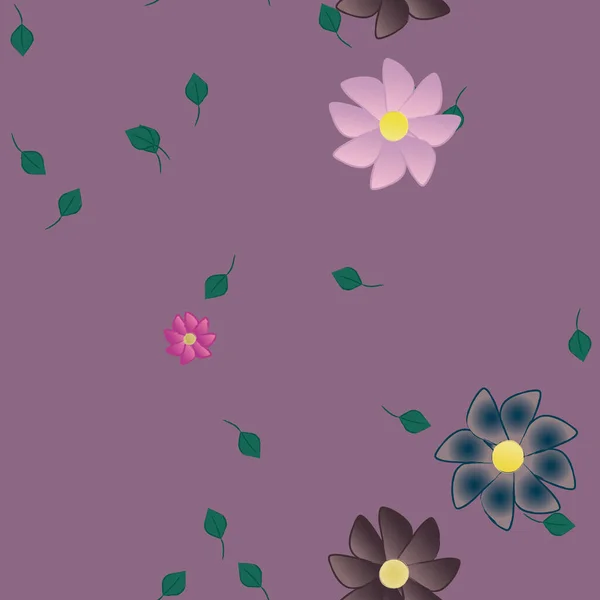 Seamless Blossom Foliage Background Flowers Bloom Wallpaper Vector Illustration — Stock Vector