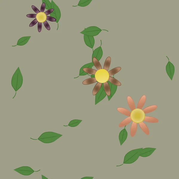 Blomma Blad Blommor Blomma Tapet Vektor Illustration — Stock vektor