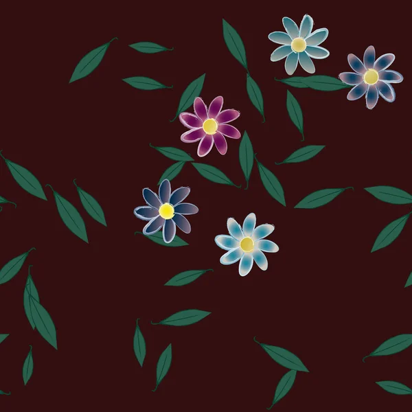 Follaje Flores Flores Florecen Fondo Pantalla Vector Ilustración — Vector de stock