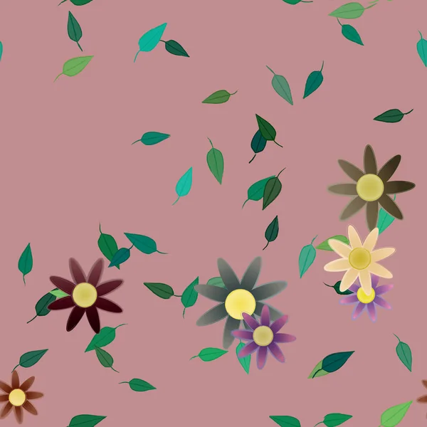 Flores Florecen Fondo Pantalla Follaje Flor Vector Ilustración — Vector de stock