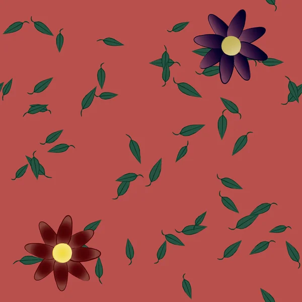 Бесшовный Фон Листвы Цветы Цветут Обои Векторная Иллюстрация — стоковый вектор