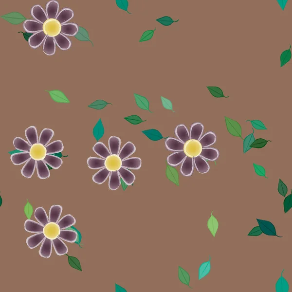 Fondo Follaje Sin Costuras Flores Florecen Fondo Pantalla Vector Ilustración — Vector de stock