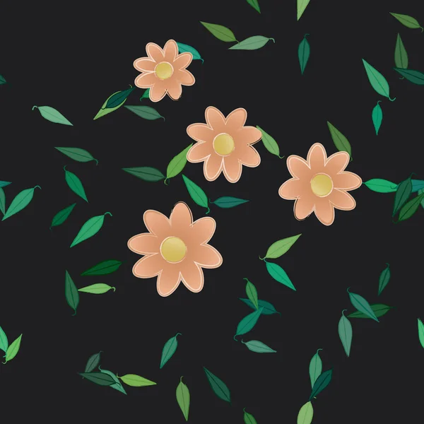 Follaje Flores Flores Florecen Fondo Pantalla Vector Ilustración — Archivo Imágenes Vectoriales