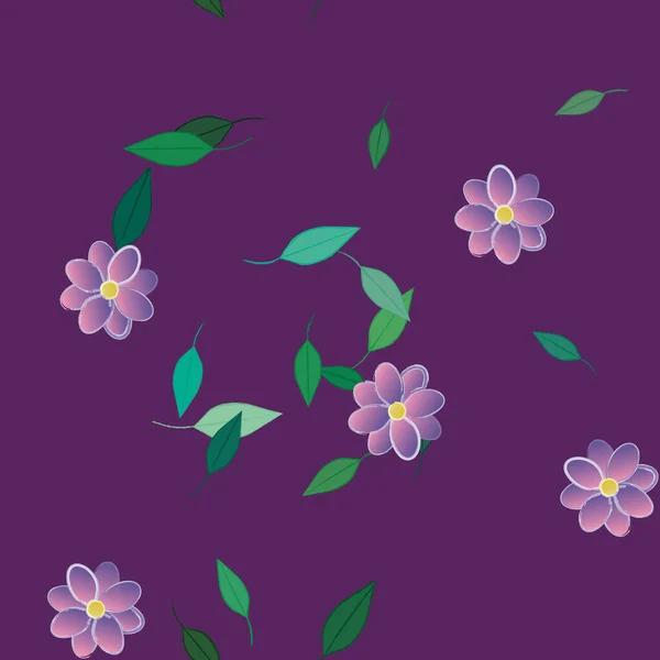 Hermosa Composición Con Flores Colores Simples Hojas Verdes Fondo Monocromo — Archivo Imágenes Vectoriales