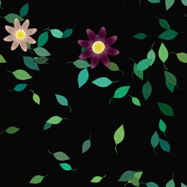 Çiçek yaprakları, çiçekler duvar kağıtları, vektör illüstrasyonları..