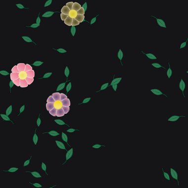 Çiçek yaprakları, çiçekler duvar kağıtları, vektör illüstrasyonları..