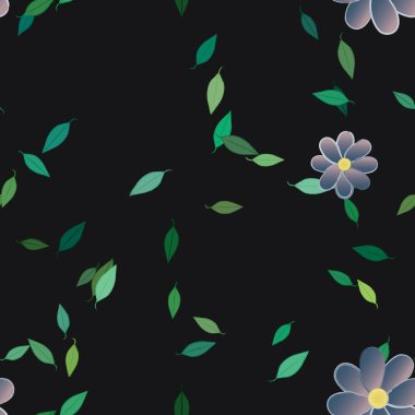 Kusursuz yaprak arkaplan, çiçekler çiçek açar duvar kağıdı, vektör illüstrasyonu