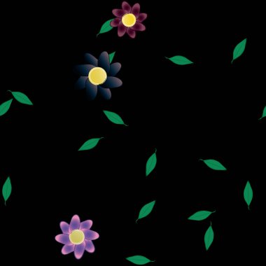 Çiçek yaprakları, çiçekler duvar kağıtları, vektör illüstrasyonları.