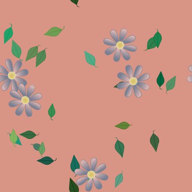 Çiçekler çiçek açan duvar kağıtları, çiçek açan yapraklar, vektör illüstrasyonu