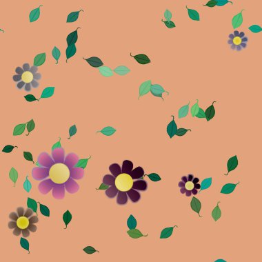 Çiçek yaprakları, çiçekler duvar kağıtları, vektör illüstrasyonları..