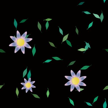 Kusursuz yaprak arkaplan, çiçekler çiçek açar duvar kağıdı, vektör illüstrasyonu