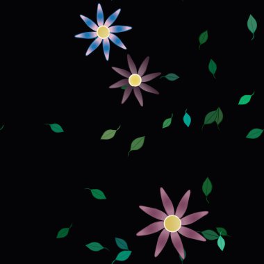 Çiçek yaprakları, çiçekler duvar kağıtları, vektör illüstrasyonları..