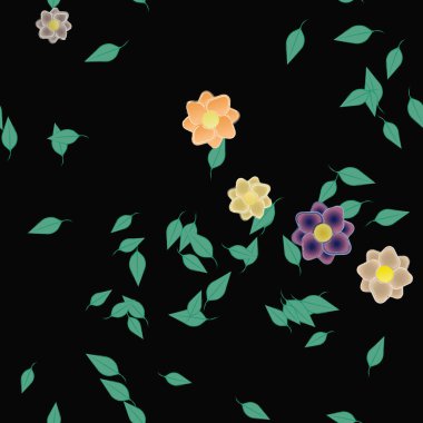 Çiçek yaprakları, çiçekler duvar kağıtları, vektör illüstrasyonları.