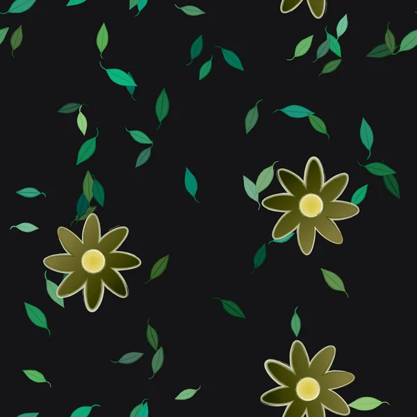 Follaje Flores Flores Florecen Fondo Pantalla Vector Ilustración — Vector de stock