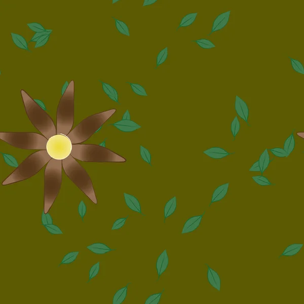 Belle Composition Avec Des Fleurs Couleur Simple Feuilles Vertes Fond — Image vectorielle