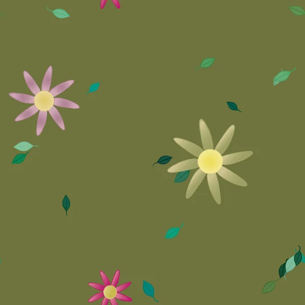 Flores Florecen Fondo Pantalla Follaje Flor Vector Ilustración — Vector de stock