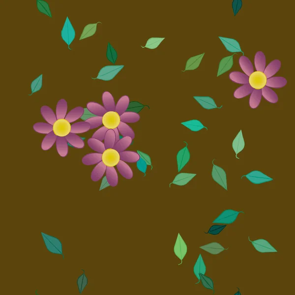 Feuillage Fleuri Papier Peint Fleuri Fleurs Illustration Vectorielle — Image vectorielle