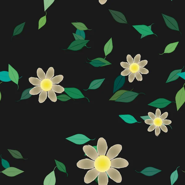 Follaje Flores Flores Florecen Fondo Pantalla Vector Ilustración — Archivo Imágenes Vectoriales